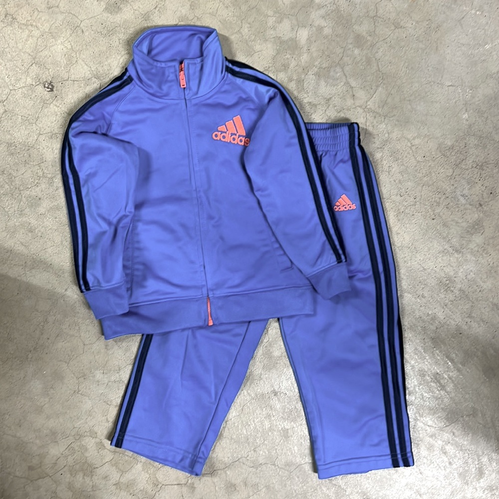 Boys Adidas Track Suit Strip blue jacket pants